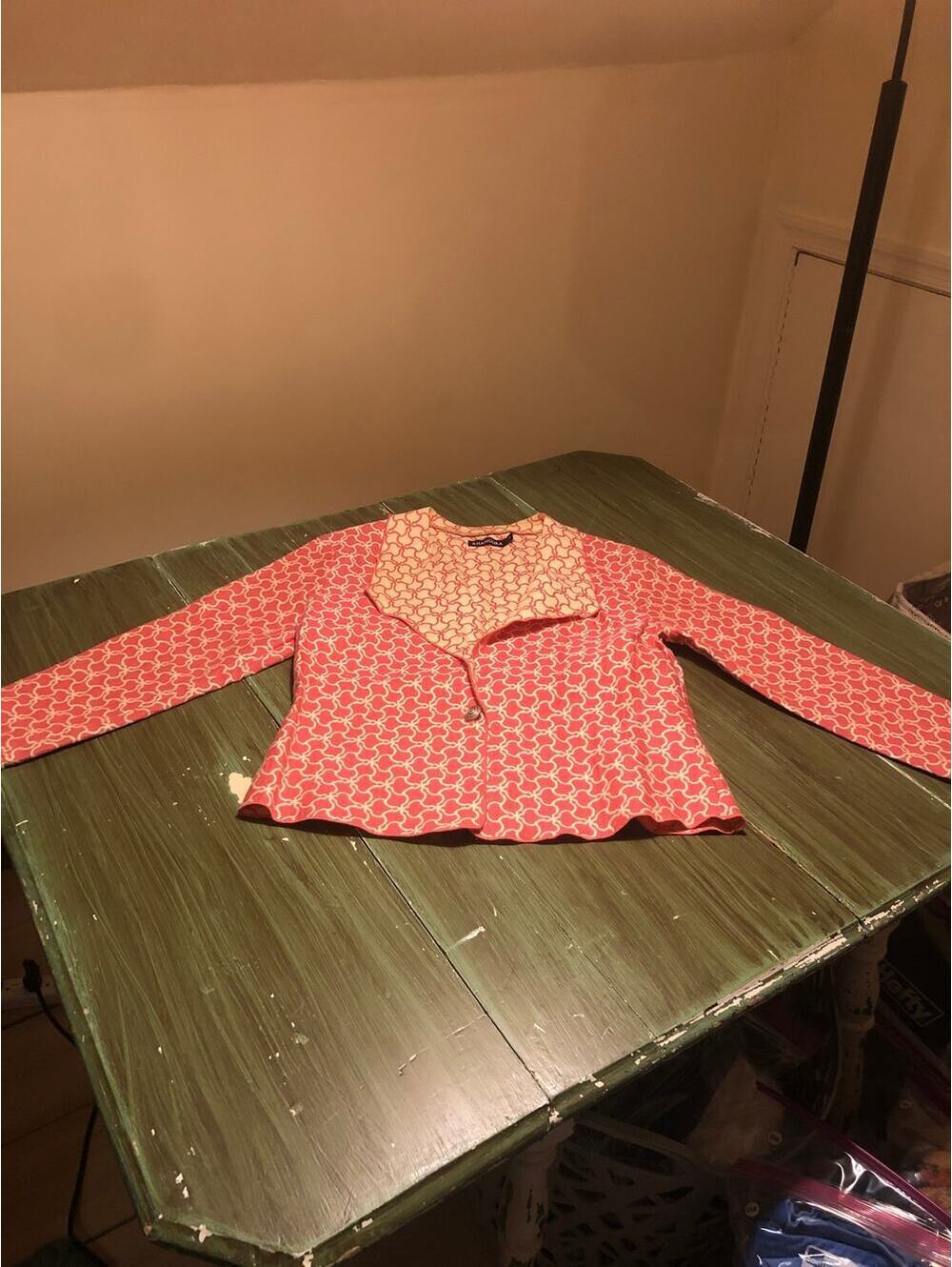 Khangura EUC Women's Pink Cream Textured Geo Print Blazer Size S